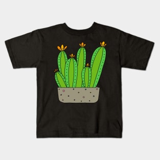 Cute Cactus Design #119: Cacti Group With Yellow-Orange Blooms Kids T-Shirt